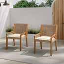 Outdoor Dining Chair - Acacia Wood & Wicker by HouseOfZazla