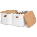 Stackable Storage Bins with Bamboo Lids - 2 Pack by LJGDeals