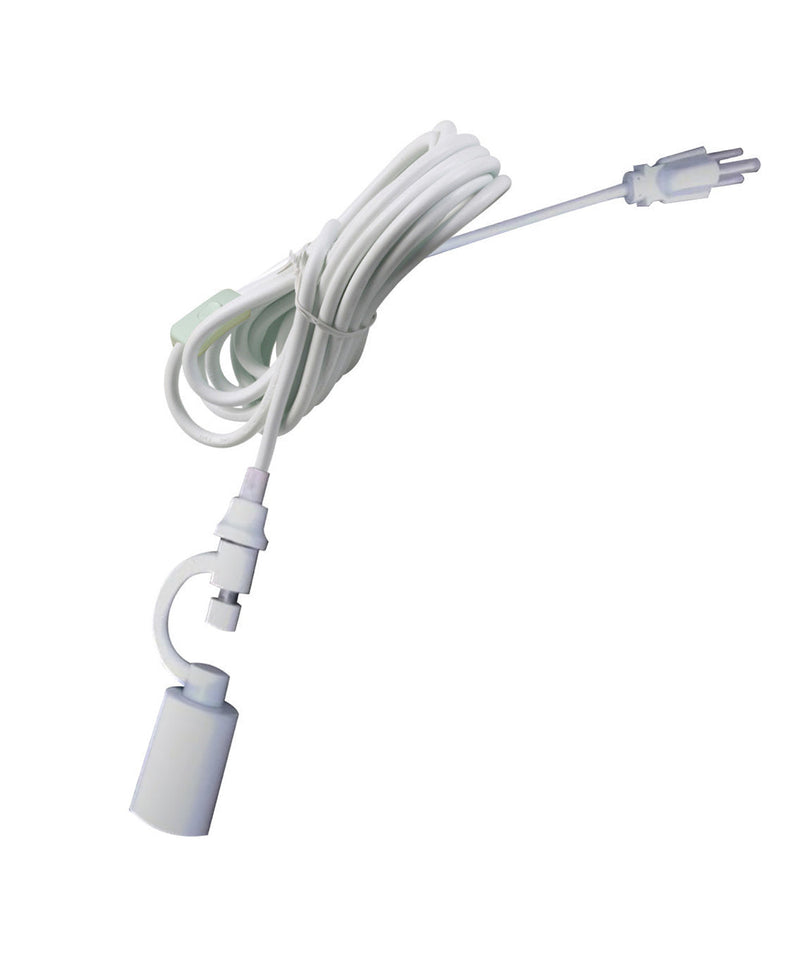 1 Light Swag Plug-In Pendant 18"w White Linen Shade, 17' White Cord