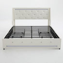 Wingback Upholstered Bed Frame With LED Lights, Charging Station