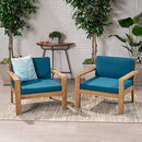 Antoine Outdoor Acacia Wood Club Chairs With Cushions (Set of 2) by HouseOfZazla