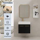 Modern Wall Mounted Bathroom Vanity with Resin Sink and Storage Rack