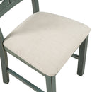 5-Piece Round Dining Table and 4 Fabric Chairs with Special-shaped Table Legs and Storage Shelf (Antique Blue/ Dark Brown)