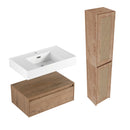 Modern Imitative Wall Mounted Bathroom Vanity With Resin Sink & 2 Side Cabinet, Soft Close Drawer - Imitative Oak by HouseOfZazla