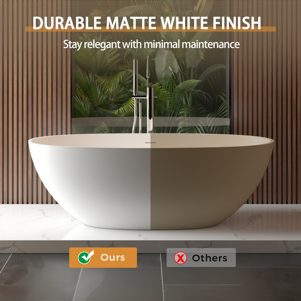 65" Freestanding Solid Surface Bathtub, photo 6 of 10