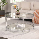 Contemporary Acrylic, Coffee Table, Round Tempered Glass Coffee Table - Chrome / Silver by HouseOfZazla
