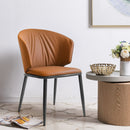 Accent Coffee table Chair with Metal Legs Set of 2, PU Leather Chair for Coffee Room, Living Room, Rest Room (Orange)