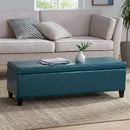 Upholstered PU Leather Storage Ottoman, Solid Wooden Legs by HouseOfZazla