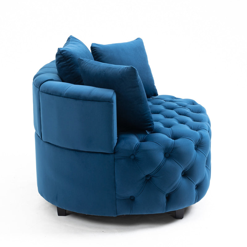 Accent Chair / Classical Barrel Chair for living room / Modern Leisure Sofa Chair (Blue)