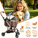 Pet Stroller for Dogs and Cats, 2-in-1 Detachable Foldable With Sun Canopy by HouseOfZazla