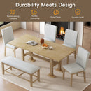 Topmax - 6 Piece Farmhouse Extendable Dining Table Set Trestle Kitchen Table Set With Removable Leaf And Upholstered Dining Chair And Bench For Dining Room by HouseOfZazla