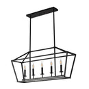 5 Light Farmhouse Kitchen Island Lighting, 5 Light Industrial Linear Chandelier For Dining Room Metal Hanging Pendant Light Fixture For Bedroom Living Room Hallway Conference Room - Matte Black by HouseOfZazla