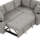 87.4" L-shape Sofa Bed Pull-out Sleeper Sofa with Wheels, USB Ports, Power Sockets for Living Room, Grey