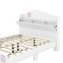 3-Pieces Bedroom Sets Full Size House Bed with Storage Headboard, Wooden Nightstand and Storage Dresser,White