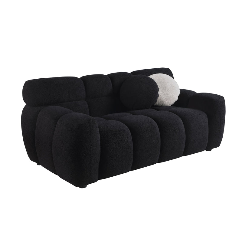 64.96 length, 35.83" deepth, human body structure for USA people, marshmallow sofa,boucle sofa, 2 seater, BEIGE BOUCLE