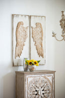 Feather Wing Wall Panels With Distressed, Rectangle Hanging Wall Art (Set of 2) - Multicolor