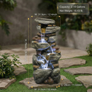 Outdoor Water Fountain Large with LED Light for Patio and Garden