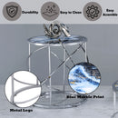 Lyda - Marble Print End Table - Blue by HouseOfZazla