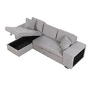Modern L-Shape 3 Seat Reversible Sectional Couch, Pull Out Sleeper Sofa With Storage Chaise And 2 Stools For Living Room Furniture Set by HouseOfZazla