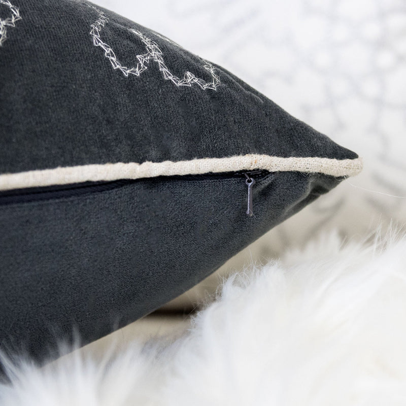 Gray Velvet Holiday Throw Pillow 20x20, photo 2 of 6