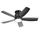 Flush Mount Ceiling Fan With LED Light 22W And Remote Control Blades For Indoor Use - Black by HouseOfZazla
