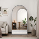 Arch Retro Full Length Mirror With Supporting Feet - Silver by HouseOfZazla
