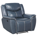 Brier - Upholstered Padded Arm Recliner Chair With Manual Recline And Pillowtop Arms - Blue by HouseOfZazla