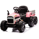 Ride on Tractor with Trailer,24V Battery Powered Electric Tractor Toy, 200wx2motor 1.86-4.97MPH/Remote Control,electric car for kids,Three speed adjustable,USB,MP3, Bluetooth,LED light, safety belt