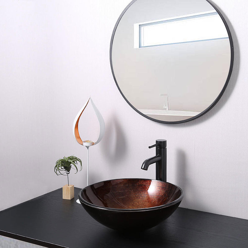 Yescom Round Tempered Glass Artistic Vessel Sink Countertop