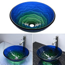 Yescom Round Tempered Glass Bathroom Vanity Sink Blue Green 17"