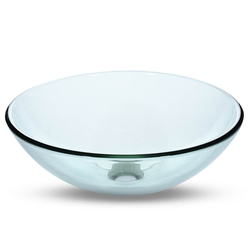 Aquaterior 16" Round Bathroom Glass Vessel Sink Bowl Lavatory Basin