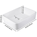 Aquaterior 19x16 Rectangular Porcelain Sink Bathroom Vanity w/ Drain