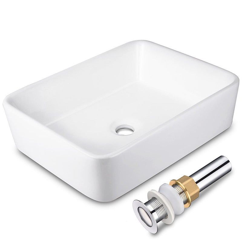 Aquaterior 19x16 Rectangular Porcelain Sink Bathroom Vanity w/ Drain