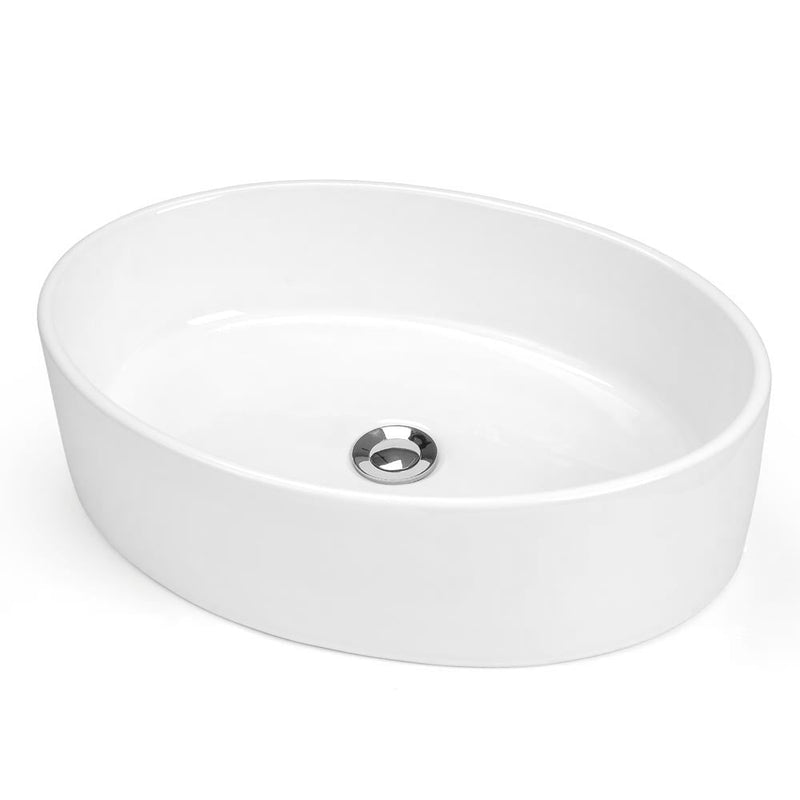 Aquaterior 19" Oval Bathroom Porcelain Sink w/ Drain