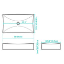 Aquaterior 26" Rectangular Porcelain Sink Vessel w/ Drain