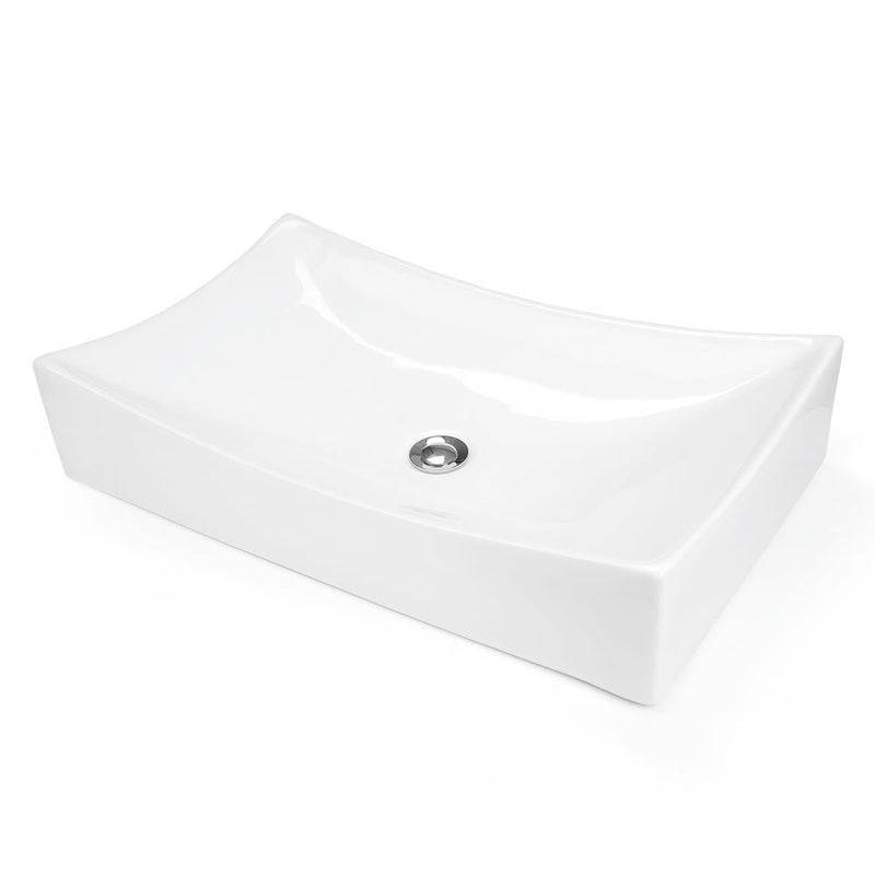 Aquaterior 26" Rectangular Porcelain Sink Vessel w/ Drain