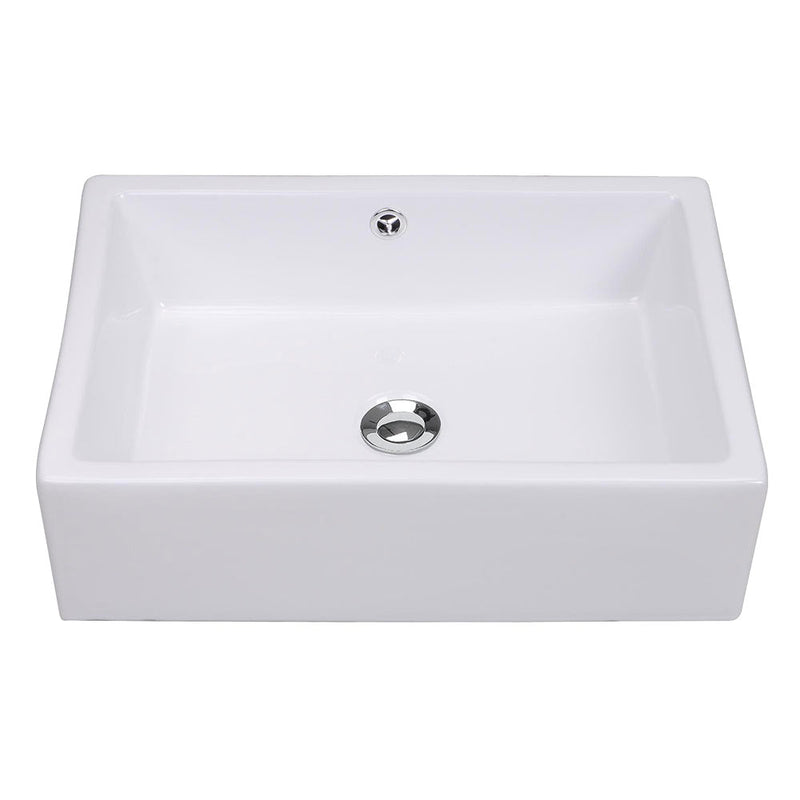 Aquaterior 20" Rectangle Porcelain Bathroom Sink Overflow w/ Drain