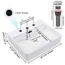 Aquaterior 20"x16" Rectangle Bathroom Sink Overflow w/ Drain