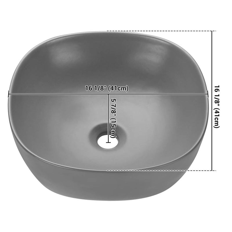 Aquaterior 16" Above Counter Bathroom Sink Bowl Gray