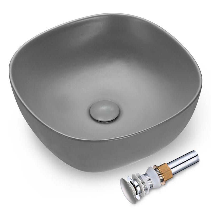 Aquaterior 16" Above Counter Bathroom Sink Bowl Gray