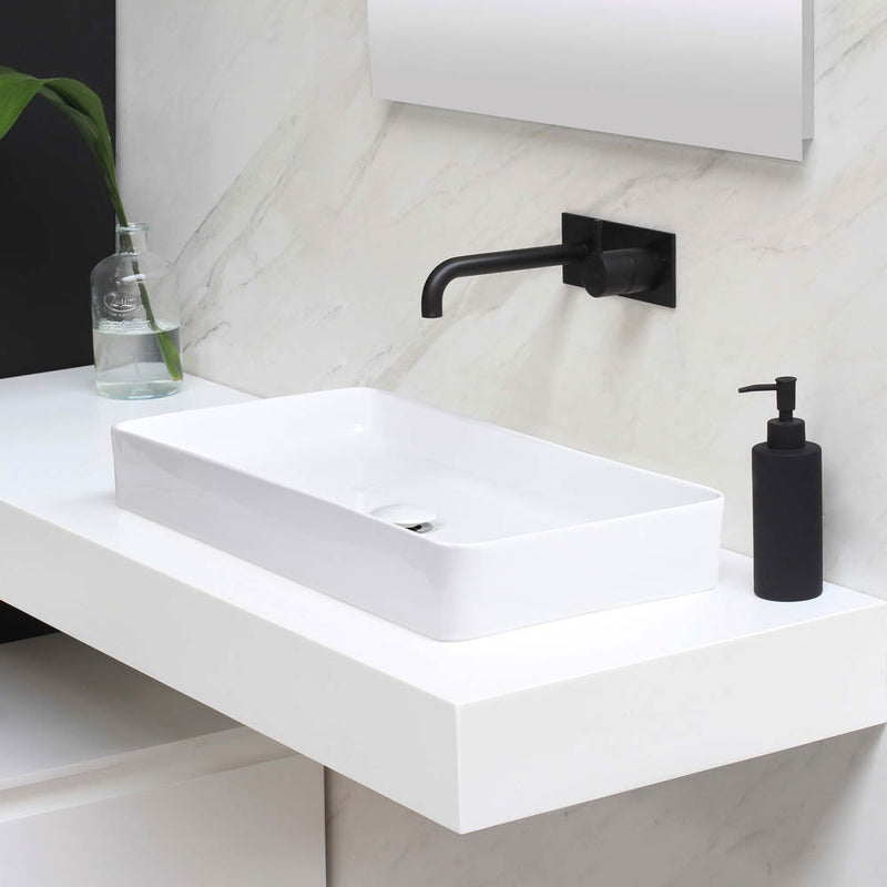 Aquaterior Rectangular Sink Porcelain w/ Drain 23x13"