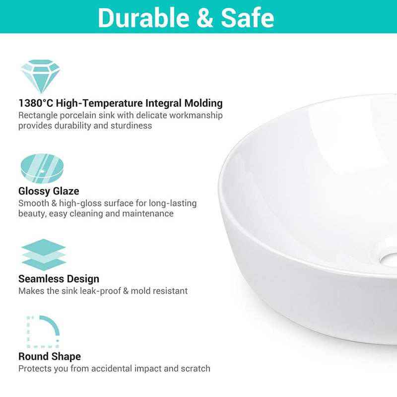 Aquaterior Bathroom Sink Vessel Bowl Pop Up Drain 16", photo 5 of 10