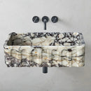 Calacatta Viola Wall Mount Bathroom Vanity Marble Sink White Gray Fluted Design 19x31 Inches
