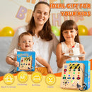 Busy Board with LED Light, Wooden Sensory Toys for Toddler, Montessori Music Toy for Airplane, Travel Activity Educational Learning Autism Toys, Birthday Boys Girls Gifts by TinyTreasures Baby Boutique