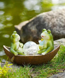 Solar Frogs Boating Statue Garden Decor: Outdoor Sculpture Lights Decorations Art Ornament Yard Lawn Backyard - Ideal Gifts for Women Mom Grandma by CozyNest Decor