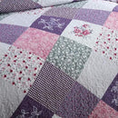 NEWLAKE Quilt Bedspread Sets-Floral Checkered Pattern Reversible Coverlet Set,Queen Size by CozyNest Decor