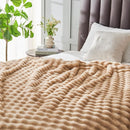 NEWCOSPLAY Faux Fur Twin Blanket Brown Bubble Blanket Thick Warm Soft for Couch Sofa Bed 550GSM (Brown, Twin(60"x80")) by CozyNest Decor