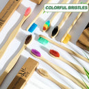 Biodegradable Bamboo Toothbrushes, 10 Piece BPA Free Soft Bristles Toothbrushes, Natural, Eco-Friendly, Green and Compostable (Multicolored Bristles) by TinyTreasures Baby Boutique