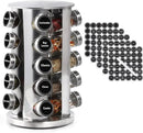 DOUBLE 2 C Revolving Spice Rack with 20 Jars, Rotating Spice Rack Organizer, Seasoning Organizer with Labels, Stainless Steel Spice Carousel for Kitchen Countertop, Cabinet by CozyNest Decor