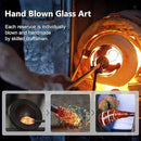 LUJII Hand Blown Glass Hummingbird Feeder for Outdoors Hanging with Ant Moat, 36 fl.oz, Leak Proof & Rustproof, Metal Base with 5 Feeding Ports & 5 Perches, Unique Garden & Backyard Decor (Ribbon) by GreenHaven Gardens